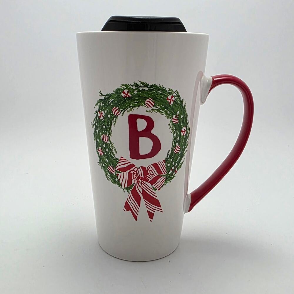 Joyland Holiday "B" Monogram Latte Mug New Bone China